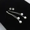 AretesPendientes largos elegantes con perlas / cristal