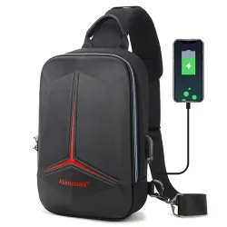 Tyverisikret skuldertaske med USB-port - crossbody - PVC brysttaske