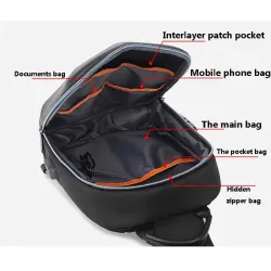 Tyverisikret skuldertaske med USB-port - crossbody - PVC brysttaske