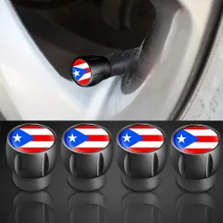Puerto Rico flagg - dekkventilhetter - universal - aluminium - 4 stk