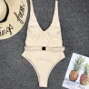 Baño y ropaTraje de baño de una pieza sexy acanalado - Monokini brasileño - con cinturón