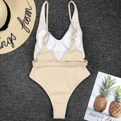 Baño y ropaTraje de baño de una pieza sexy acanalado - Monokini brasileño - con cinturón