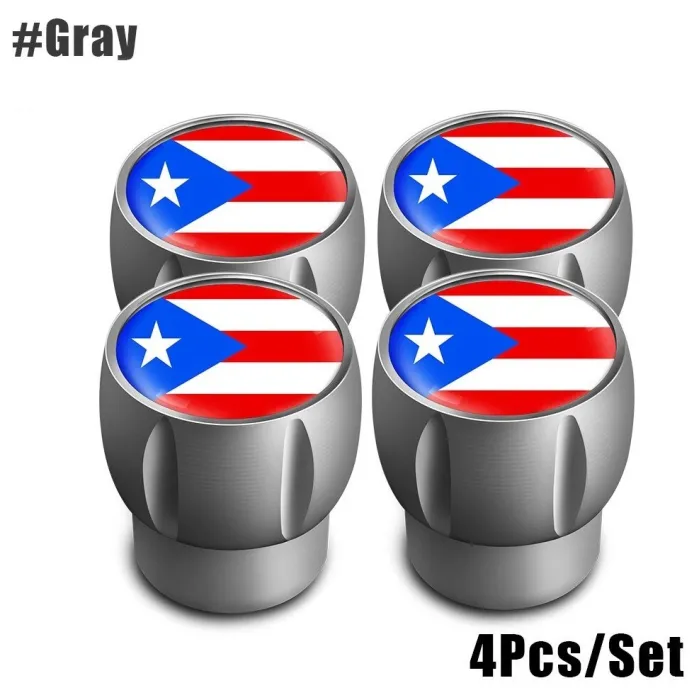 Puerto Rico flagg - dekkventilhetter - universal - aluminium - 4 stk