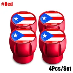 Puerto Rico flagg - dekkventilhetter - universal - aluminium - 4 stk