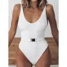 Baño y ropaTraje de baño de una pieza sexy acanalado - Monokini brasileño - con cinturón