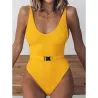 Sexy geribbeld badpak uit één stuk - Braziliaanse monokini - met riemBadkleding