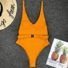 Baño y ropaTraje de baño de una pieza sexy acanalado - Monokini brasileño - con cinturón