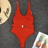 Baño y ropaTraje de baño de una pieza sexy acanalado - Monokini brasileño - con cinturón