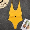 Baño y ropaTraje de baño de una pieza sexy acanalado - Monokini brasileño - con cinturón