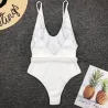 Baño y ropaTraje de baño de una pieza sexy acanalado - Monokini brasileño - con cinturón