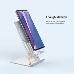 15W - trådløs hurtiglader - stativ - sammenleggbar telefonholder - for iPhone - Samsung - Huawei - Xiaomi