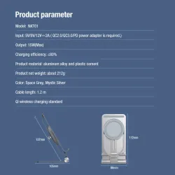 15W - chargeur rapide sans fil - support - support de téléphone pliable - pour iPhone - Samsung - Huawei - Xiaomi