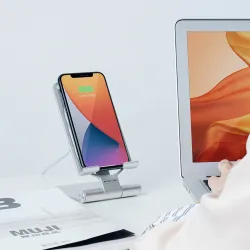 15W - trådløs hurtigoplader - stativ - foldbar telefonholder - til iPhone - Samsung - Huawei - Xiaomi