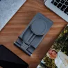 15W - trådløs hurtigoplader - stativ - foldbar telefonholder - til iPhone - Samsung - Huawei - Xiaomi