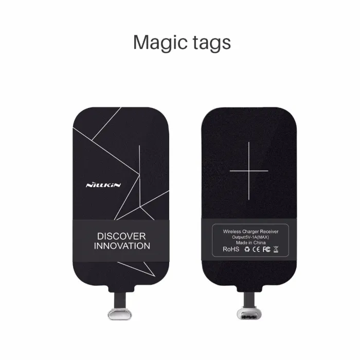 Universal Qi trådlös laddare - adapter - mottagare - magisk etikett - micro USB - typ C
