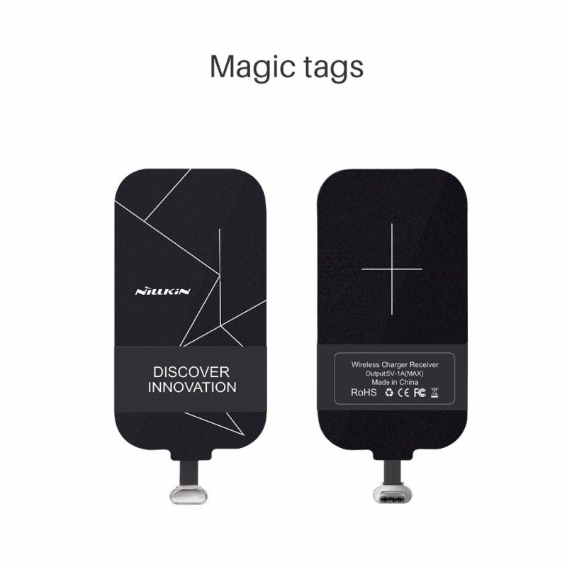 Universal Qi trådløs lader - adapter - mottaker - magisk merkelapp - micro USB - type C