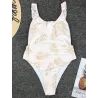 Baño y ropaTraje de baño de una pieza blanco sexy - estampado de hojas - push up