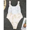Baño y ropaTraje de baño de una pieza blanco sexy - estampado de hojas - push up