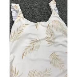 Baño y ropaTraje de baño de una pieza blanco sexy - estampado de hojas - push up