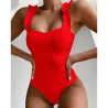 Baño y ropaBañador sexy de una pieza acanalado - volantes decorativos - push up