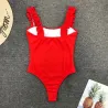 Sexet ribbadedragt i ét stykke - dekorative flæser - push up