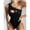 Costume intero sexy a coste - spalle scoperte - design cut-out