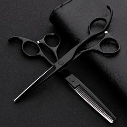 Conjunto de tesoura de cabeleireiro profissional - aço 440 japonês - 6 polegadas - edição preta - tesoura de cabelo - tesoura de