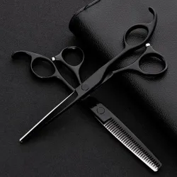 Set forbici da parrucchiere professionali - Acciaio 440 giapponese - 6 pollici - Black Edition - forbici per capelli - forbici p