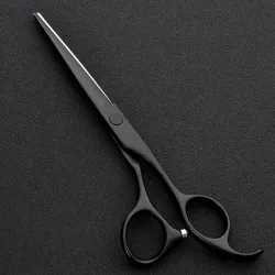 TijerasJuego de tijeras de peluquería profesional - Acero japonés 440 - 6 pulgadas - Edición negra - Tijeras para el cabello ...