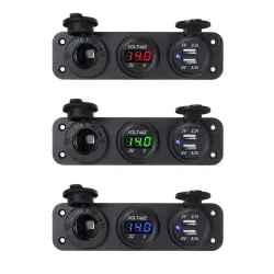 Caricabatteria da auto - presa con doppia USB - accendisigari / misuratore di tensione - display LED digitale