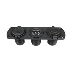 Autoladegerät - Steckdose mit Dual-USB - Zigarettenanzünder / Spannungsmesser - digitales LED-Display