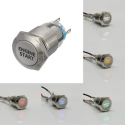12V - 19mm - metallströmbrytare - LED - på/av motorstart - tändningstryckknappsbrytare