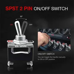 5 styk - ON / OFF vippekontakt - 5A 250V SPST 2 Pin - vandtæt