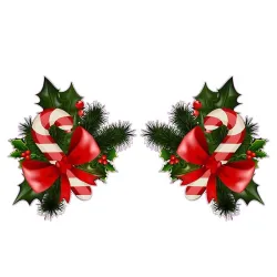 Bastão de doces de natal com visco - adesivo de vinil de carro e parede - 13 * 7,2 cm