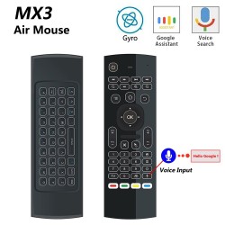 MX3-L com comando de voz - mouse aéreo - controle remoto Google Smart - retroiluminado