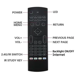 MX3-L com comando de voz - mouse aéreo - controle remoto Google Smart - retroiluminado
