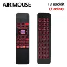 T3 6-Axis Gyro - Air Mouse - 2.4G - wireless - 7 colori retroilluminato - Telecomando intelligente - con tastiera QWERTY