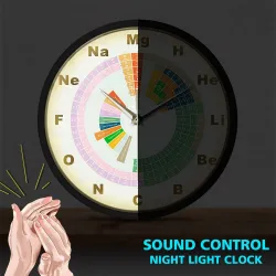 RelojesReloj de pared moderno - activado por sonido - LED - tabla periódica de elementos químicos