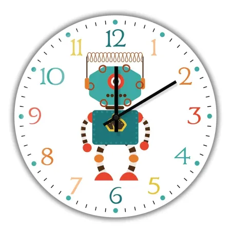Snygg barnväggklocka - kvarts - retro robotdesign