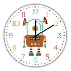 Stilig barneveggklokke - kvarts - retro robotdesign