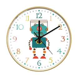 Snygg barnväggklocka - kvarts - retro robotdesign