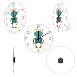 Elegante orologio da parete per bambini - al quarzo - design robot retrò