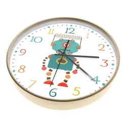 Stilig barneveggklokke - kvarts - retro robotdesign
