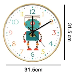 Stilig barneveggklokke - kvarts - retro robotdesign