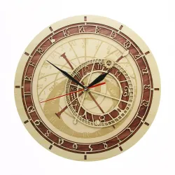 Decoratieve houten wandklok - kwarts - Astronomie van Praag / TsjechiëKlokken