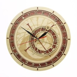 Dekoracyjny drewniany zegar ścienny - kwarc - Praga / Czechy astronomiaZegary