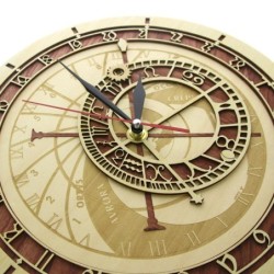 Orologio decorativo da parete in legno - quarzo - astronomia di Praga / Repubblica Ceca