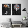 Plaques & SignsAstronauta - espacio - cohete - pintura al óleo - cartel de pared de lona