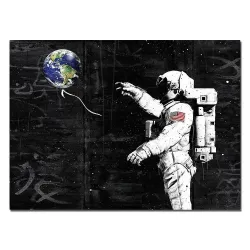 Astronaut - rum - raket - oliemaleri - lærredsvægplakat