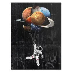 Plaques & SignsAstronauta - espacio - cohete - pintura al óleo - cartel de pared de lona